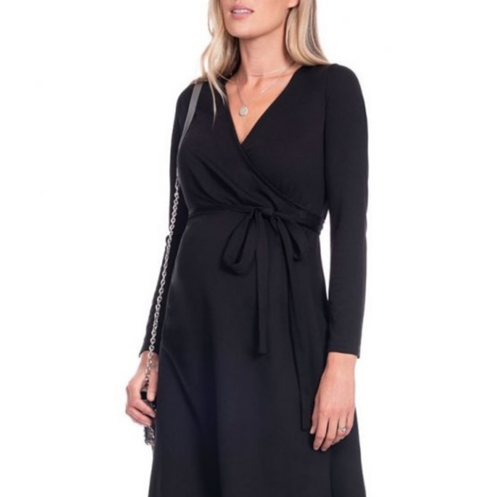 Seraphine Maternity Black Jersey Wrap Dress size S